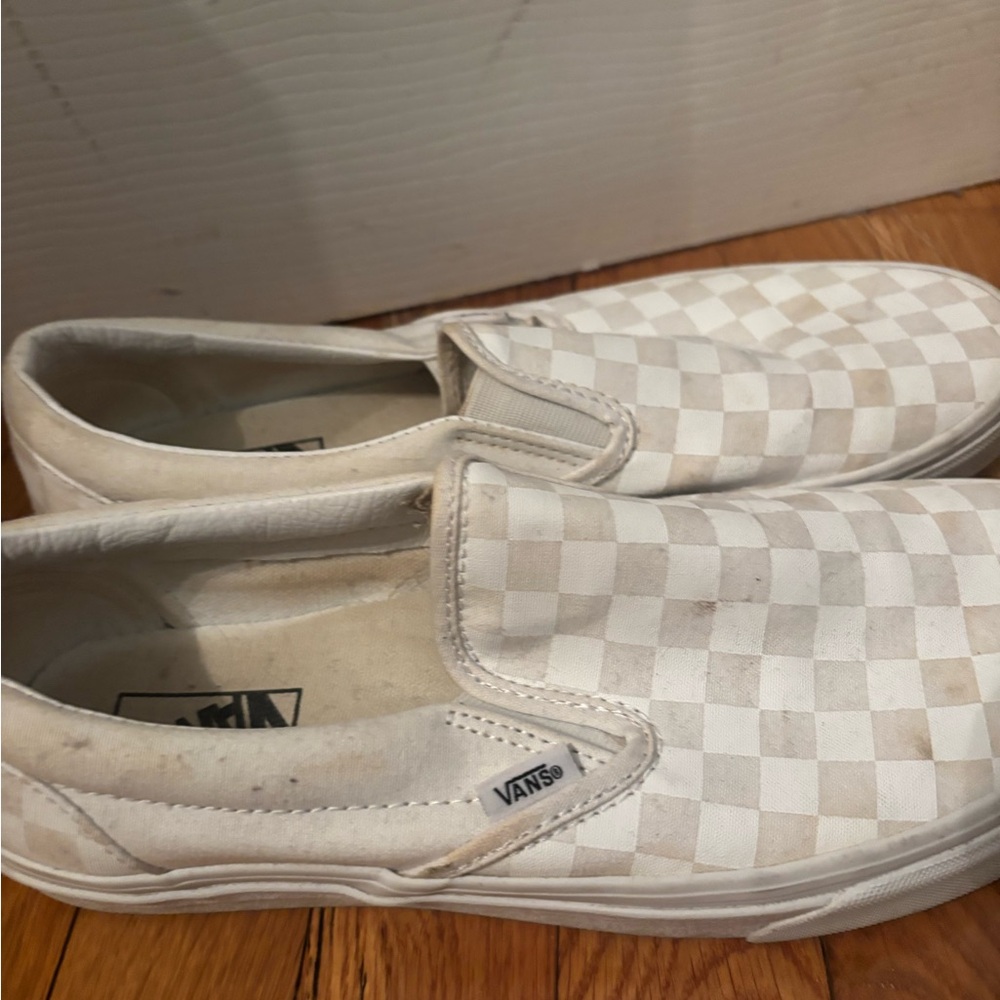 Vans Men's White and Gray Checkered Slip-On Sneakers - Picture 3 of 5